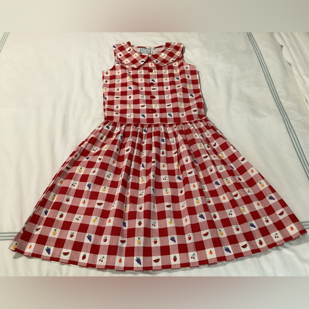 Vintage 90s fruit gingham dress